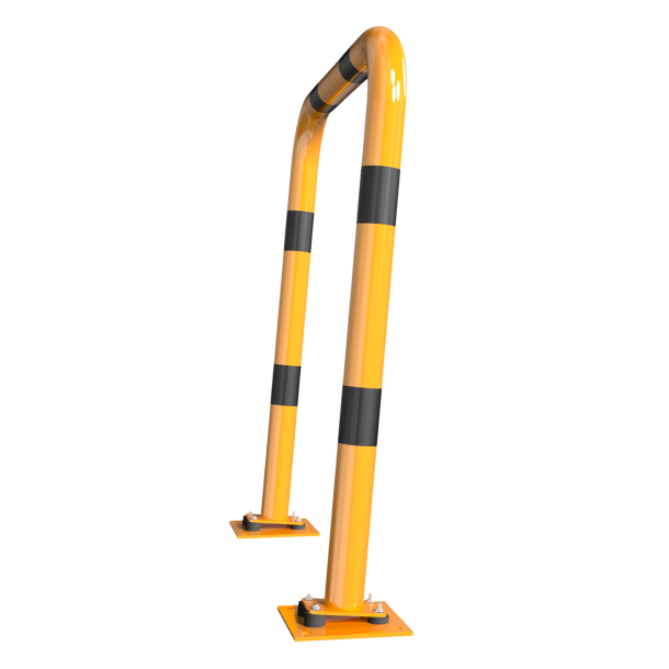 Anti-nudge hoop | flexible, tiltable | steel tube  76 mm | yellow / black | total width: 400 mm | height above ground: 1150 mm